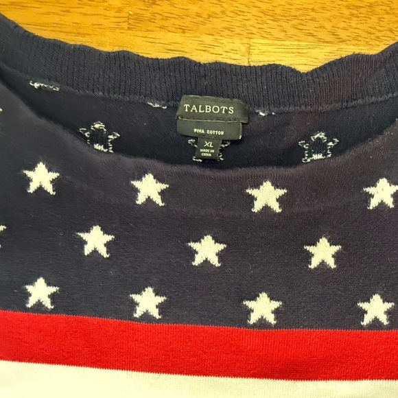 Talbots Red White Blue Patriotic Pima Cotton Sweater XL - Picture 4 of 4